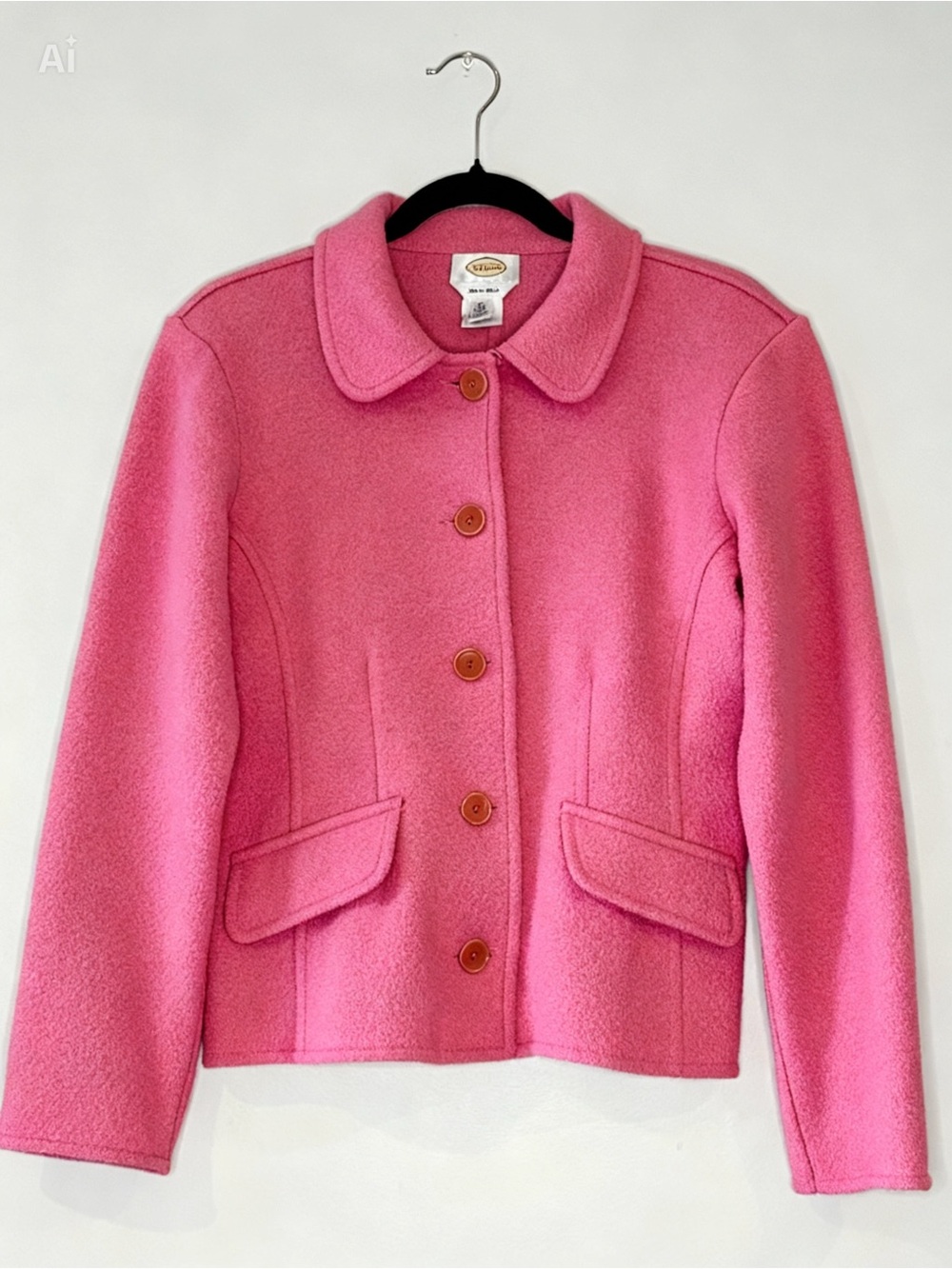 Talbots Pink Wool-Blend Button Front Blazer Jacket